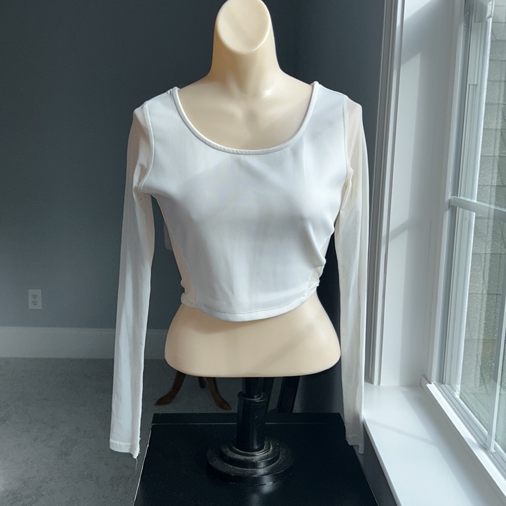 White Sheer sleeve crop top